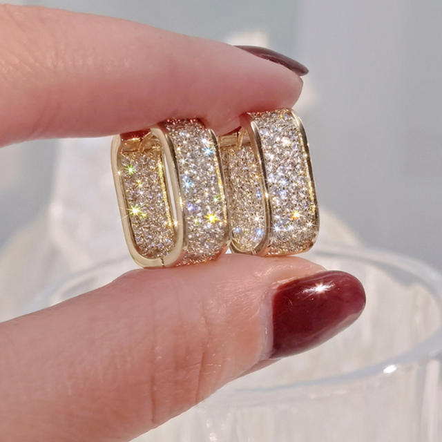 Hot sale cubic zircon full setting copper huggie earrings