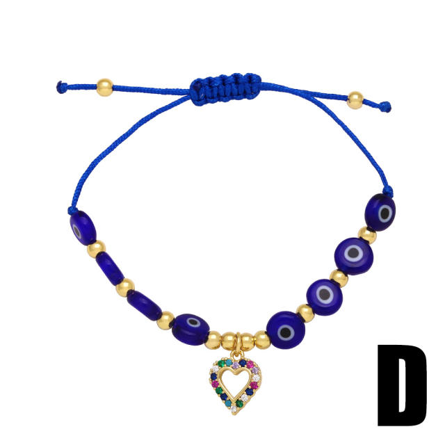 Classic blue evil eye beads copper bracelet