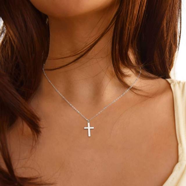 Dainty cross pendant stainless steel necklace