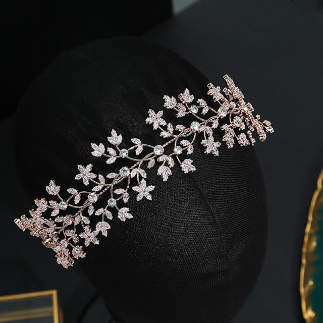 Luxury cubic zircon flower headdresses