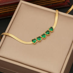 Classic emerald clover stainless steel necklace earrings