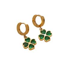 Classic emerald clover stainless steel necklace earrings