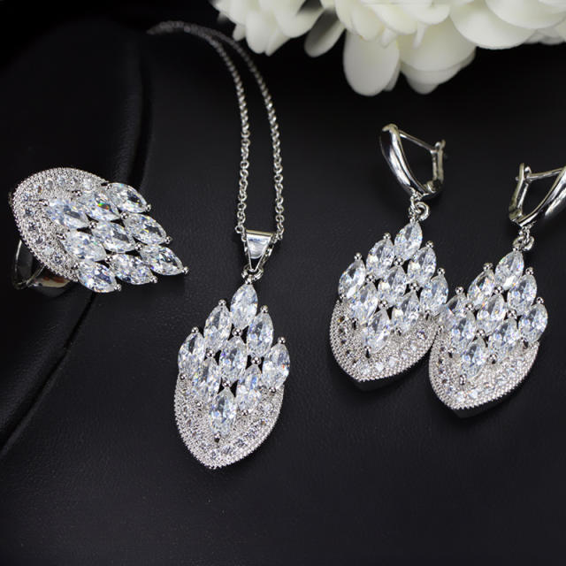 Occident fashion AAA cubic zircon real gold plated necklace set