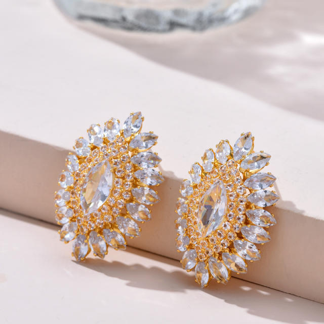 Elegant cubic zircon pave setting 925 needle diamond earrings