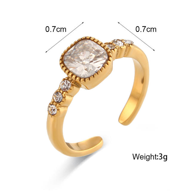 18K cubic zircon stainless steel adjustable rings