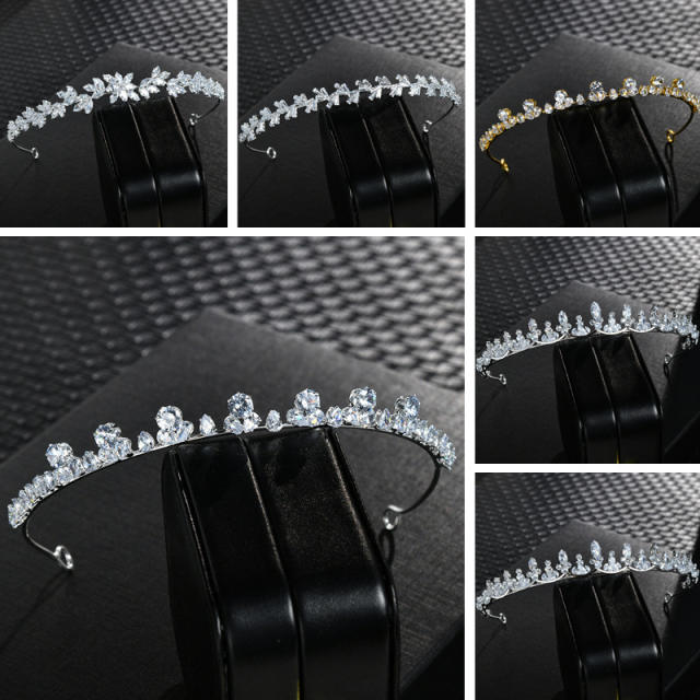 Simple design cubic zircon wedding headband