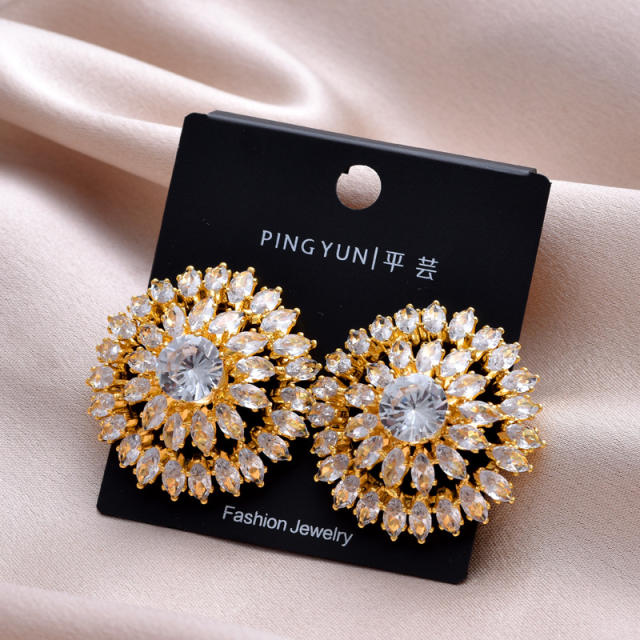 Elegant cubic zircon pave setting 925 needle diamond earrings