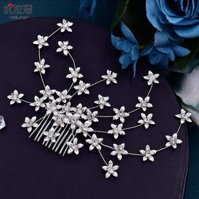 Occident fashion rhinestone flower alloy hair combs for bridal