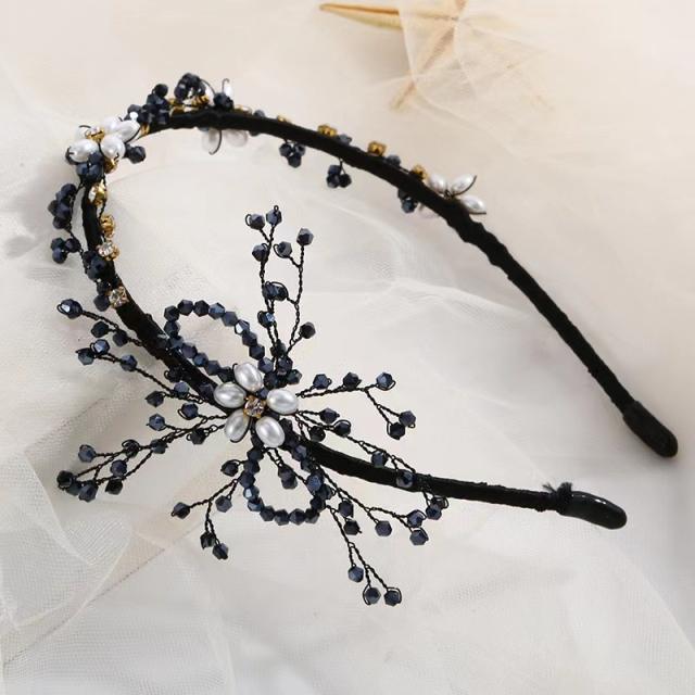Handmade crystal beads flower headband