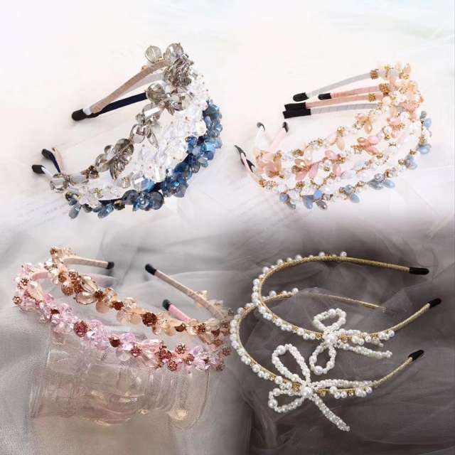 Baroque trend crystal beads handmade headband