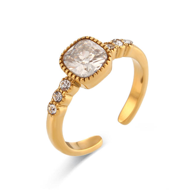 18K cubic zircon stainless steel adjustable rings