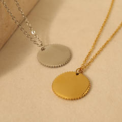 Concise evil eye symbol round piece pendant stainless steel necklace