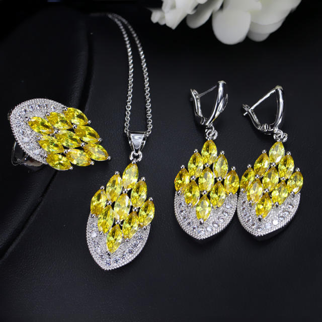 Occident fashion AAA cubic zircon real gold plated necklace set