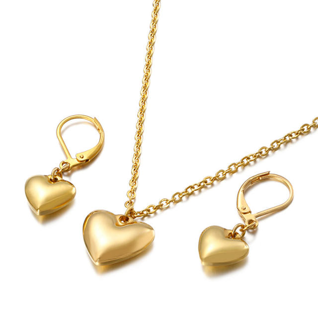 Personality heart stainless steel necklace set