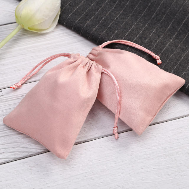 Wholesale pink color suede jewelry bag