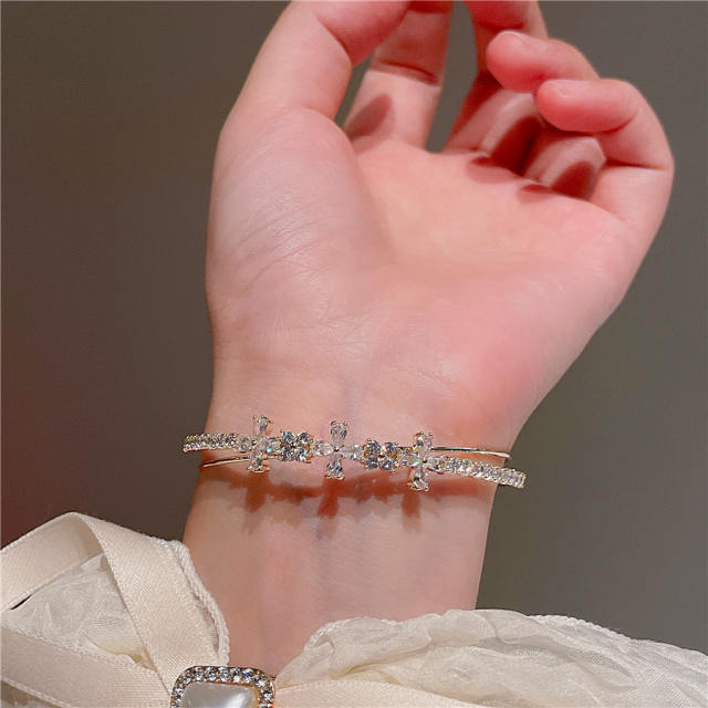 Real gold plated copper cubic zircon bangle