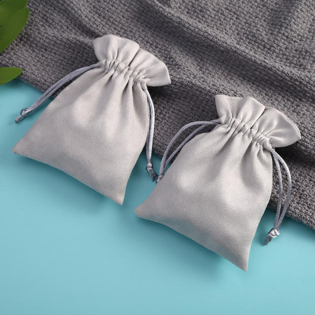 Gray color string jewelry bag