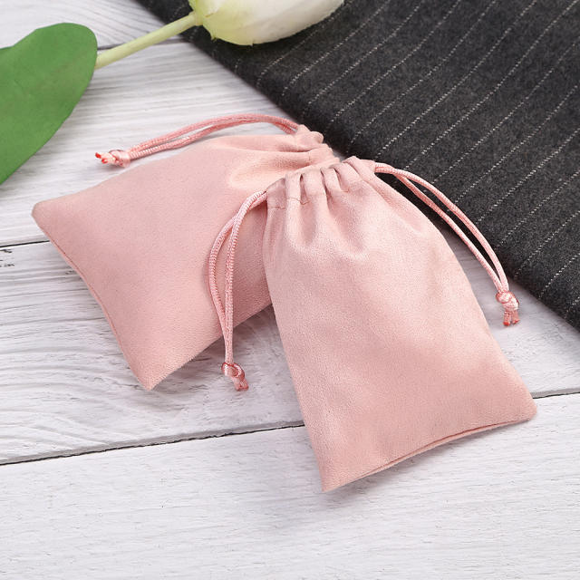Wholesale pink color suede jewelry bag