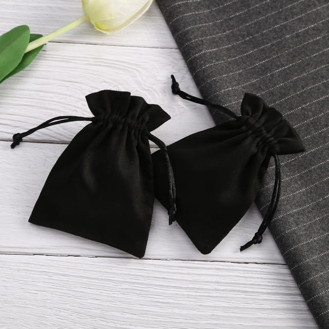 Black color suede jewelry bag