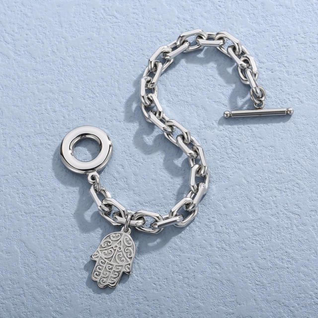 Creative hasma charm stainless steel necklace bracelet