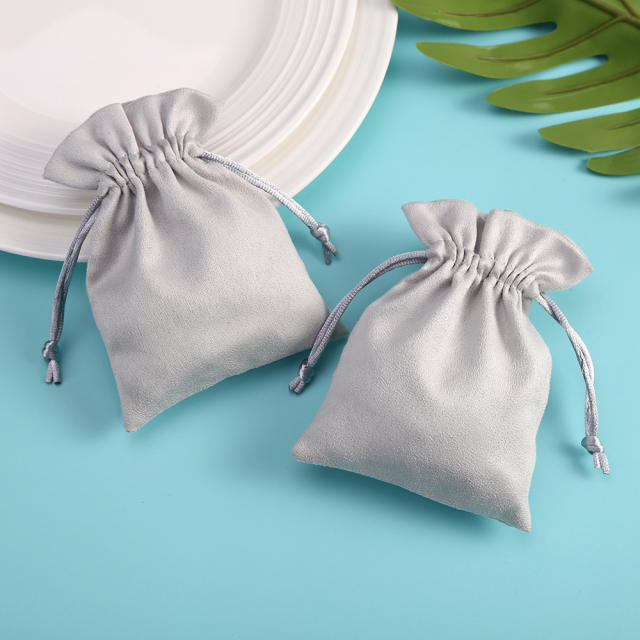 Gray color string jewelry bag