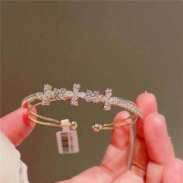 Real gold plated copper cubic zircon bangle