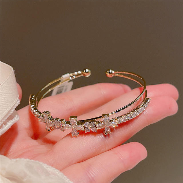 Real gold plated copper cubic zircon bangle