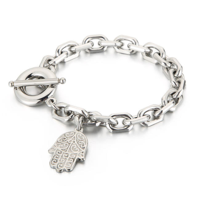 Creative hasma charm stainless steel necklace bracelet