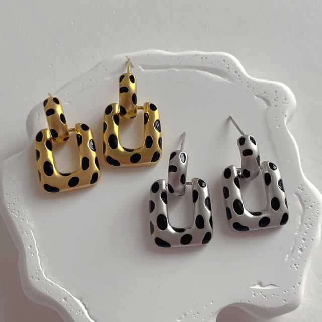 Geometric shape real gold plated copper earrings