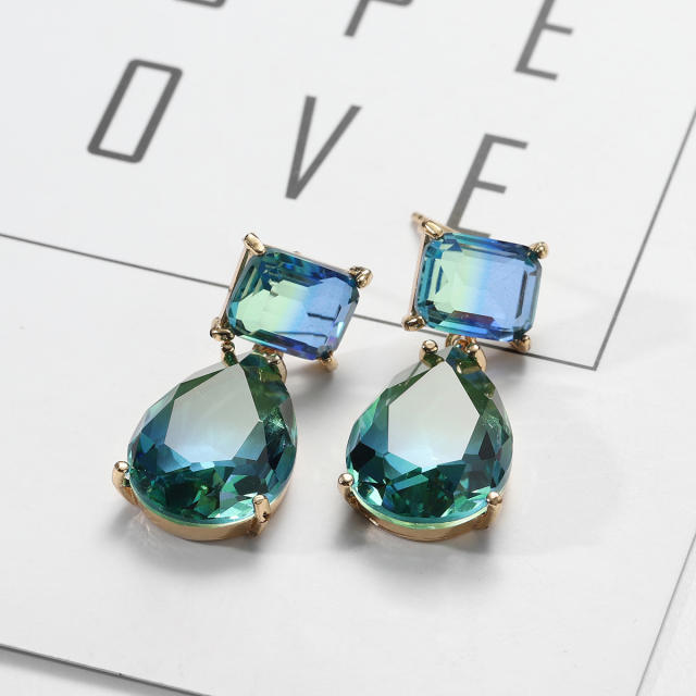 Elegant crystal drop copper earrings