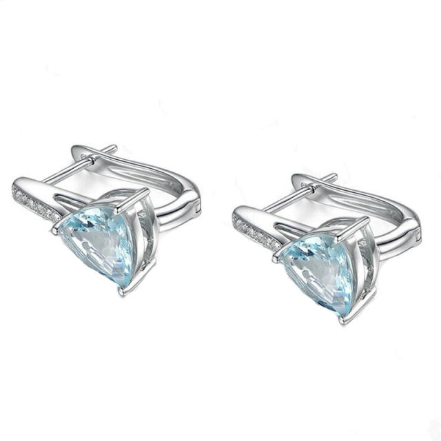 Wish hot sale cubic zircon triangle copper huggie earrings