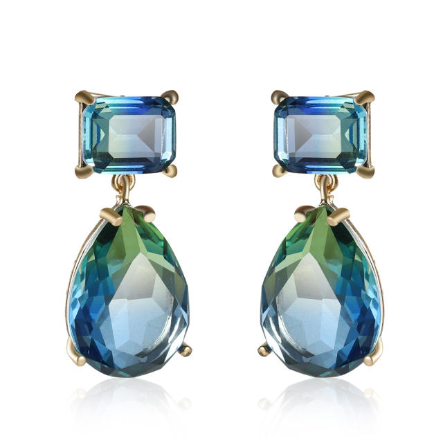 Elegant crystal drop copper earrings
