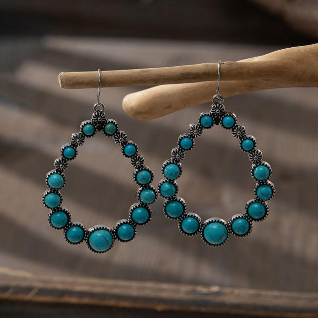 Vintage Turquoise statement hollow drop earrings
