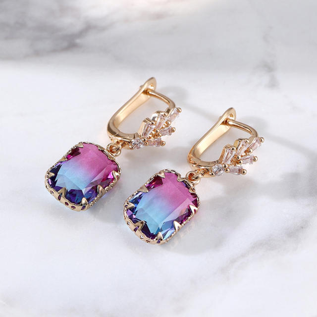 Chic square cubic zircon copper earrings