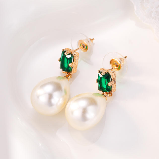 Chic pearl drop copper earrings