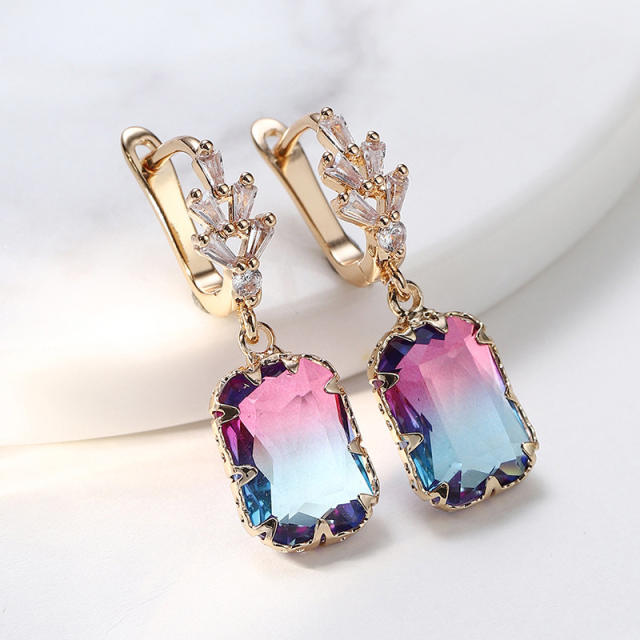 Chic square cubic zircon copper earrings