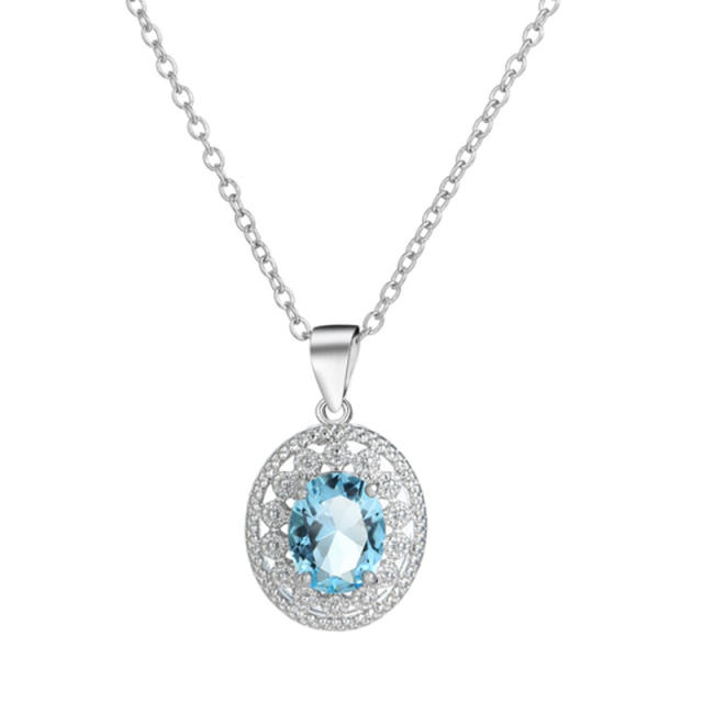 Wish hot sale elegant Aquamarine pendant necklace