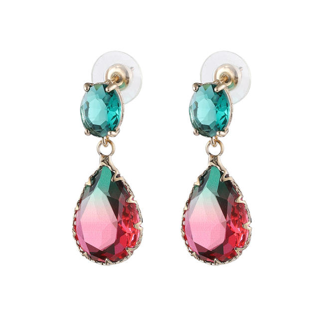 Elegant glass crystal statement copper earrings