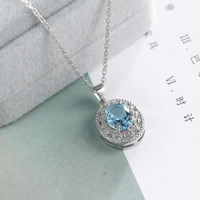 Wish hot sale elegant Aquamarine pendant necklace