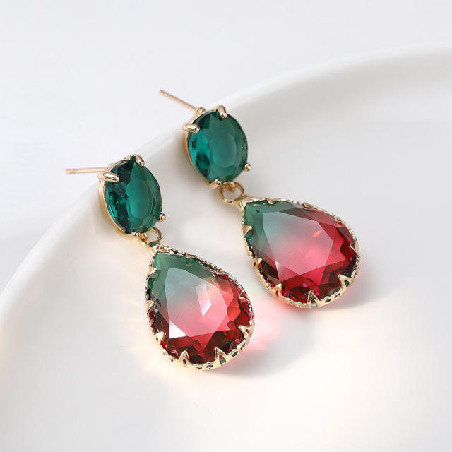 Elegant glass crystal statement copper earrings