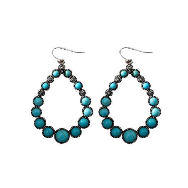 Vintage Turquoise statement hollow drop earrings