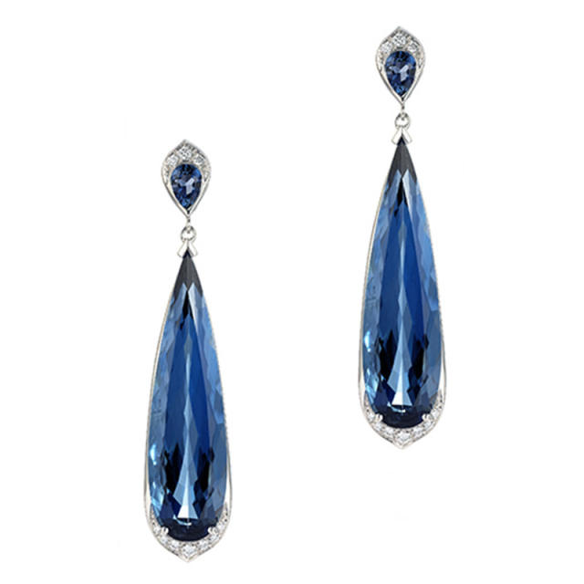 Vintage sapphire cubic zircon drop earrings