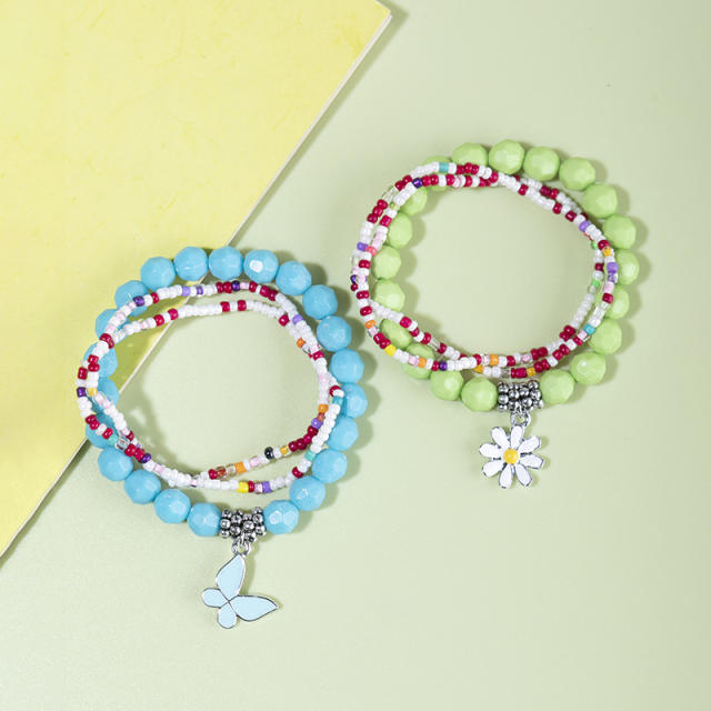 Candy color bear colorful bead bracelet set