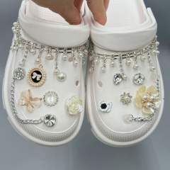 Luxury rhinestone pearl diy shoes accessory for cross
