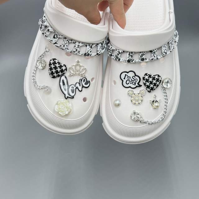 DIY black color flower love letter shoes accessory for cross