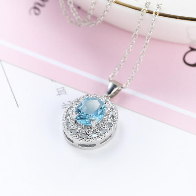 Wish hot sale elegant Aquamarine pendant necklace