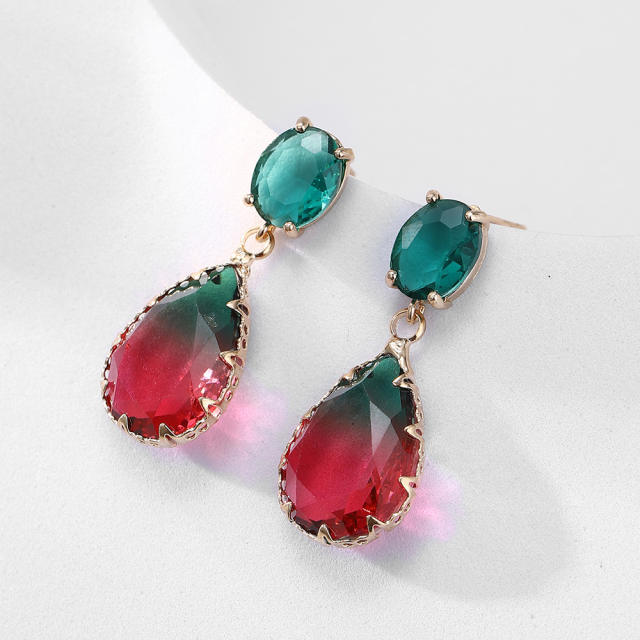 Elegant glass crystal statement copper earrings