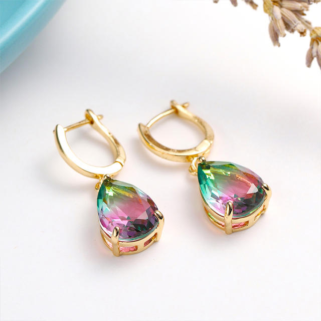 Creative drop cubic zircon copper earrings