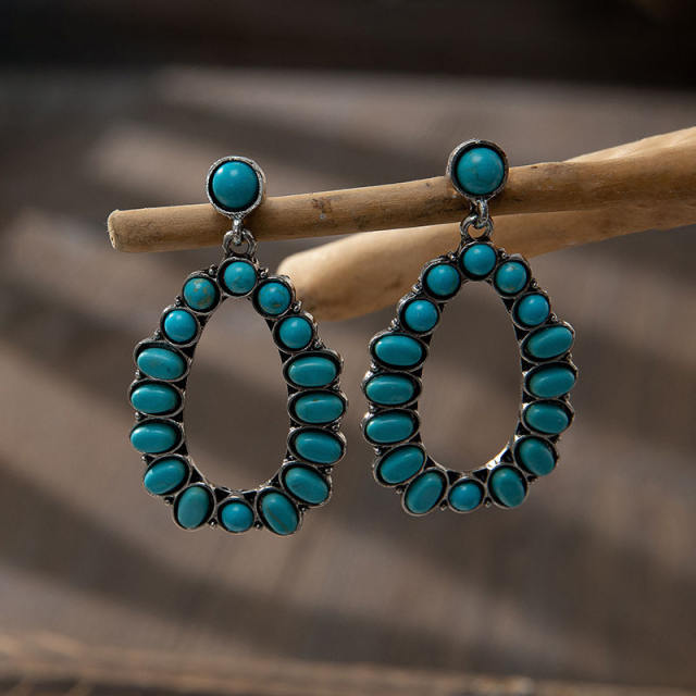 Boho vintage Turquoise statement drop earrings