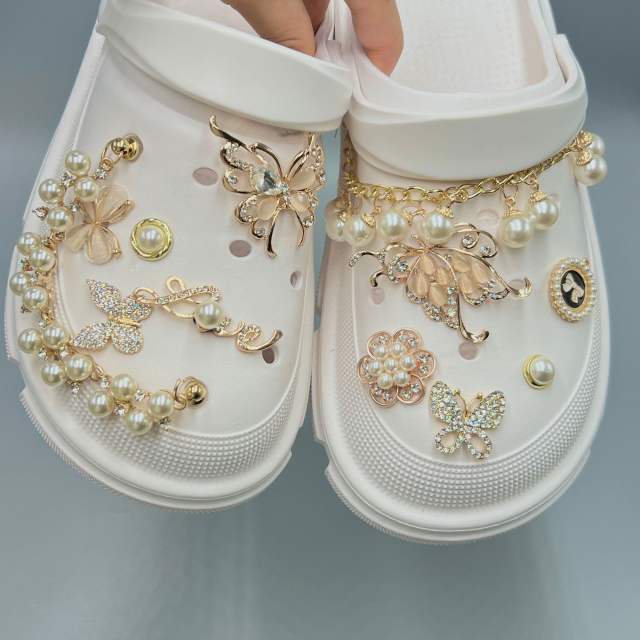 DIY pearl butterfly shoes accessory for cross